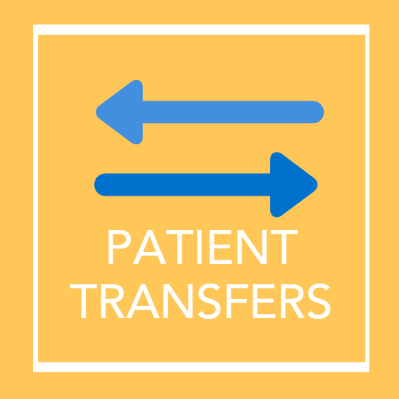 A sign with the message Patient Transfers