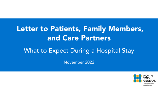 Letter to Patients, Family Members, and Care Partners: What to Expect During a Hospital Stay
