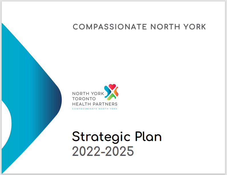 PDF cover, Compassionate North York
North York Toronto Health Partners 
Strategic plan 2022 - 2025