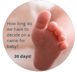 You have 30 days to decide on the name of a baby.