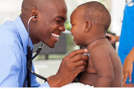 Physician with baby