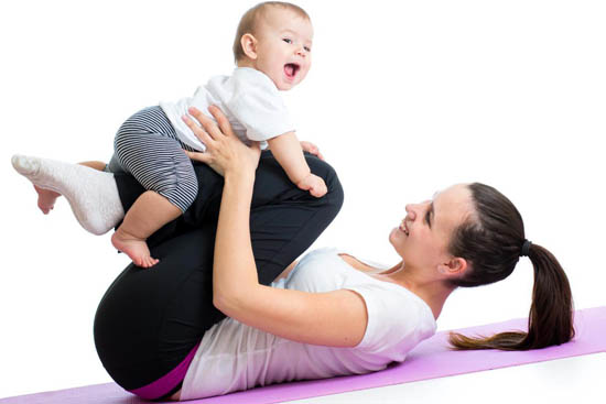 mom and baby exercising