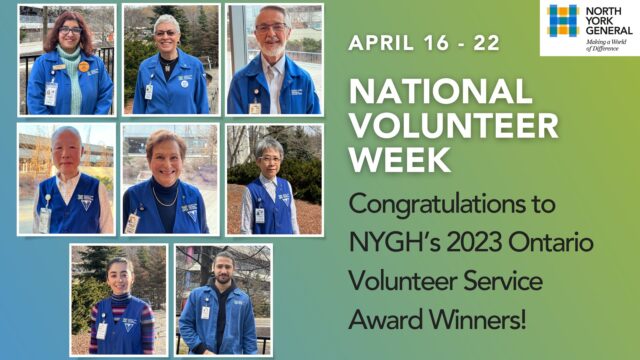 April 16 - 22: National Volunteer Week. Congratulations to NYGH's 2023 Ontario Volunteer Service Award Winners!